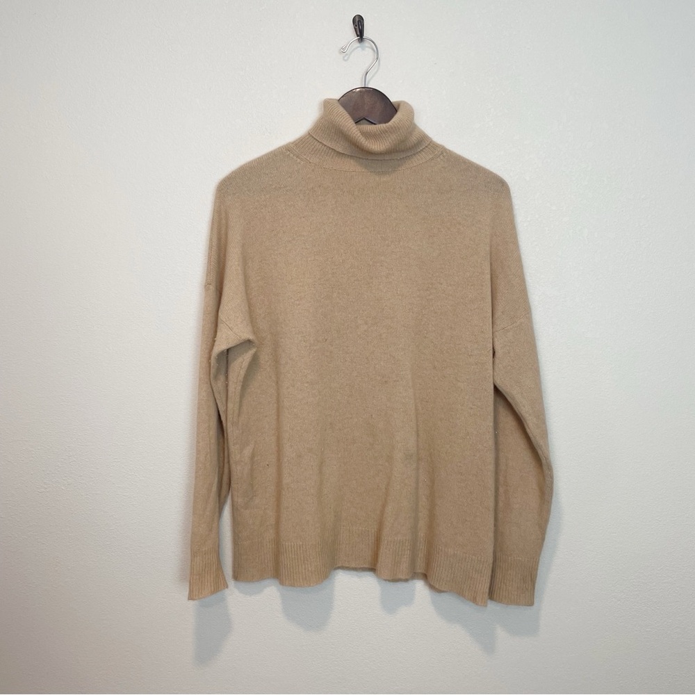Jumper 1234 100% Cashmere Soft Tan Came Lightweight Turtleneck Sweater Size 3